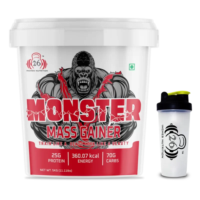 Monster Mass Gainer 5Kg + Shaker - 26 Inches Nutrition